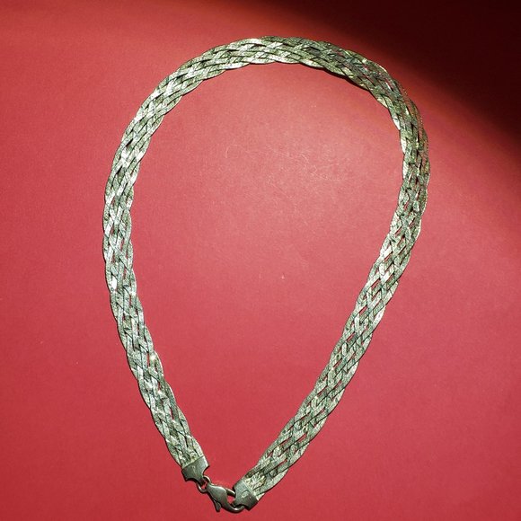 Vintage 925 Sterling Silver Braided Necklace - Picture 5 of 6